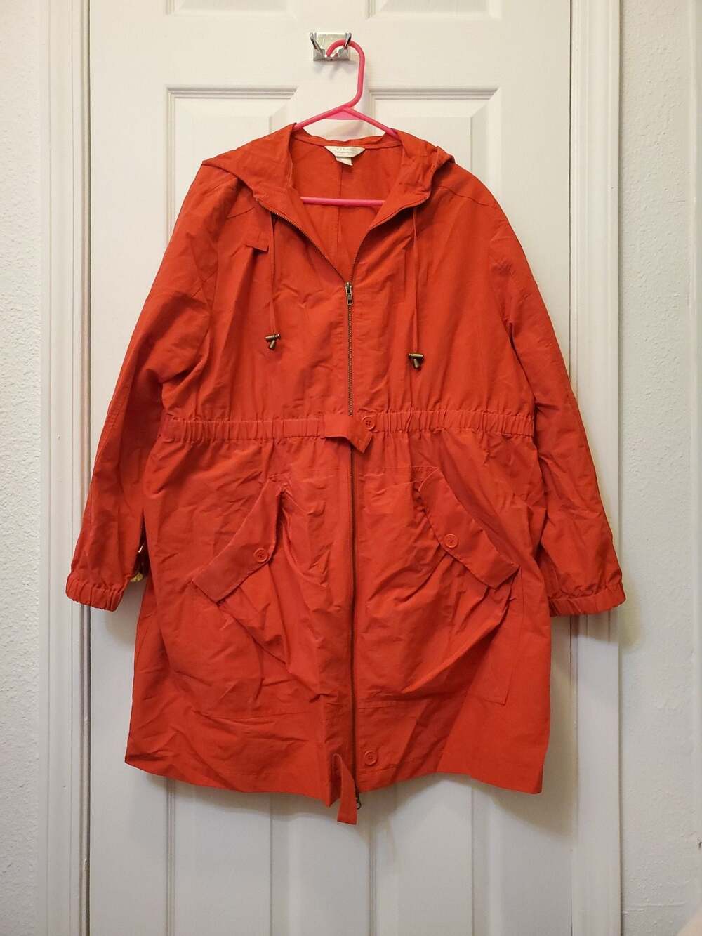 C.J. Banks by Christopher & Banks Women's Red Full Zip Hooded Anorak Jacket